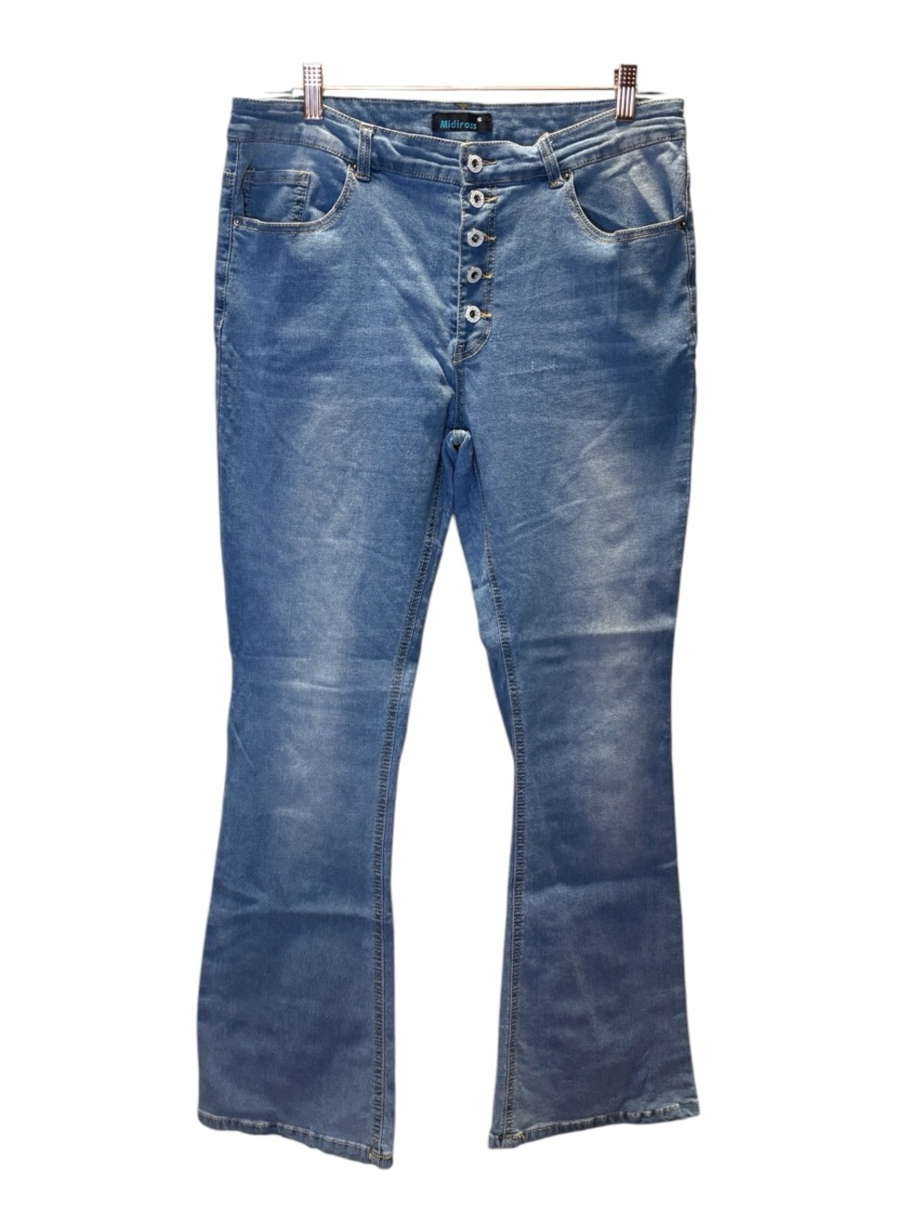 Midiross Mid Wash Flare Jeans with Button-Fly